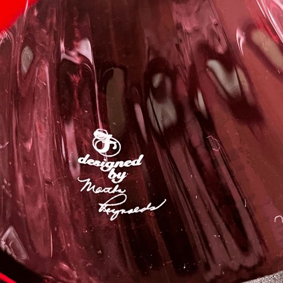 Vintage Fenton Red Hand Painted Girl Fairy Lamp w/ Diamond Cut Base - Picture 6 of 7